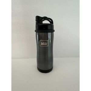 REI Grey Steel Water Bottle Snap Lid Camping Outdoors Hiking